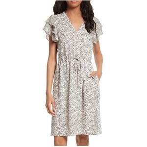 Rebecca Taylor Silk Sweet Briar Floral Flutter Sleeve Dress Sz 8